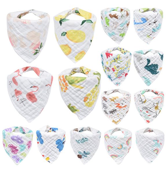 Baby Bibs Muslin Cotton Comparing Burp Скатерет новорожденное Saliva Полотенце Весна Летняя Летняя Бандана Шел Шарф Треугольник Полотенце Полотенца Dolole Bib Фартук 4 шт. / Комплект B8082