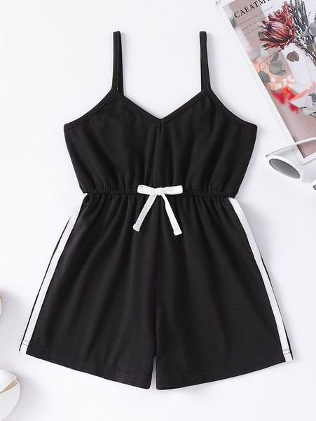 

toddler girls contrast tape side bow front cami romper she, Blue