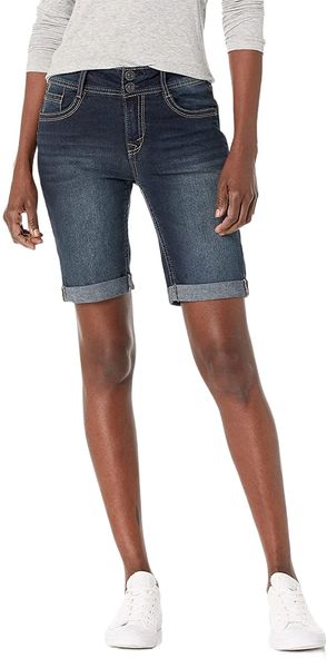 

women's luscious curvy mid-rise bermuda x0dv#, White;black