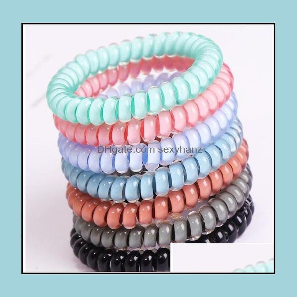 

hair rubber bands jewelry designer accessories candy color telephone wire cord headband for women girls elastic ties drop delivery 2021 juet, Pink