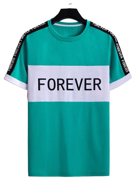 

men colorblock letter graphic contrast tape side tee q4tx#, White;black