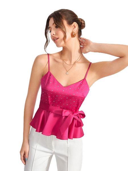 

x rachel elle rhinestone belted cami w91w#, White