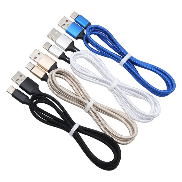 Cabo USB Tipo C Nylon Carregamento Rápido Cabos Micro USB 1M 2M 3M Para Samsung Huawei Xiaomi Microusb Fio Tipo-C Cabo de Dados