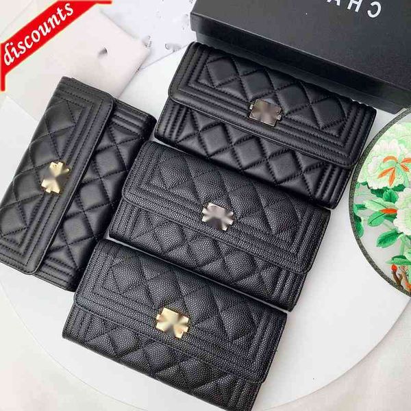 

letter luxury 2958 brand design plaid cc chain clutch lambskin diamond pattern pouch women's le boy long wallet caviar leather purse zi, Red;black