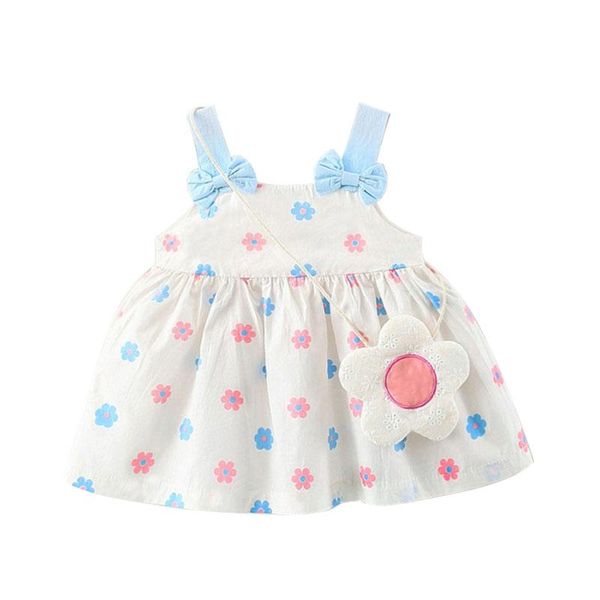 Vestidos de menina 2 peça de verão criança coreana flores fofas co -algodão nascida baby princesa bolsa de vestido de vestuário filhas de roupas bc013Girl's