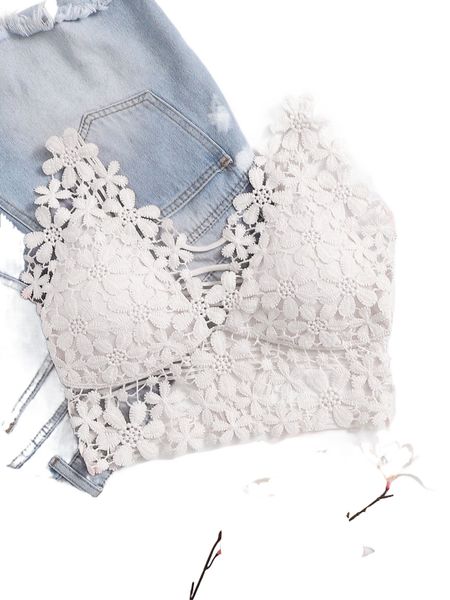 

guipure lace longline bralette r06d#, Black;red