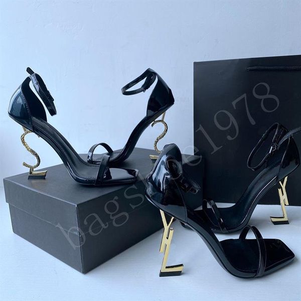 

classics women shoes heels sandals fashion beach thick bottom dress shoe alphabet lady sandal leather high heel lides by bagandsho237f, Black