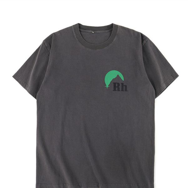 

high street worn t-shirt street oversize wash loose short sleeve tee men's print flash hand sunset, White;black