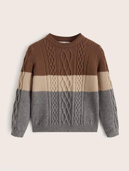 

toddler boys color block crew neck sweater she01, Blue