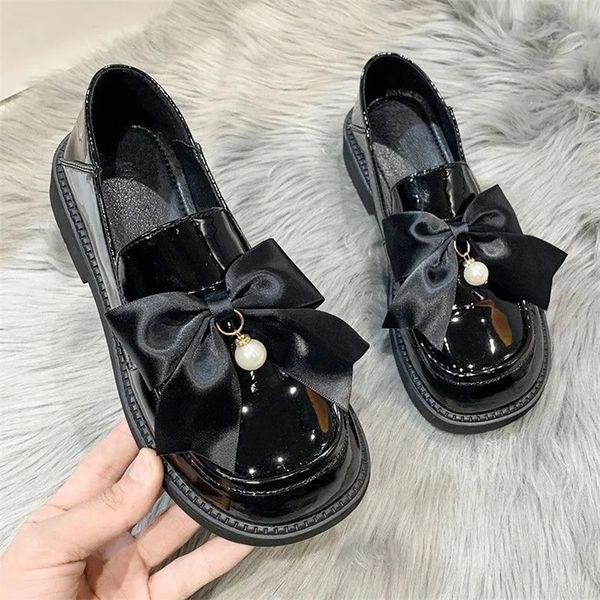 

lolita patent leather oxford shoes platform women black square toe slip on flats fashion elegant casual loafers mary jane shoes 220616