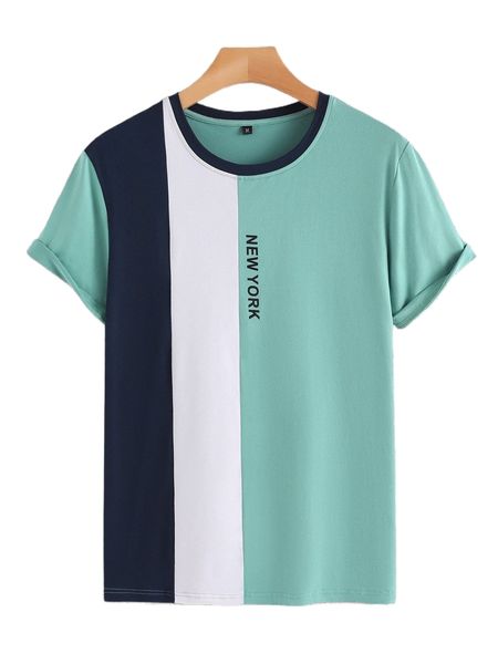 

men letter graphic cut and sew tee r9b0#, White;black