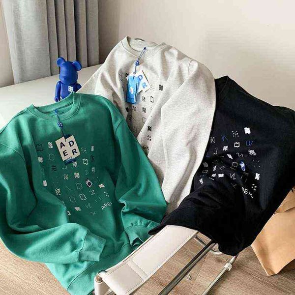 

oversized sweatshirt embroidered men's women's ader green pullover t220726, Black
