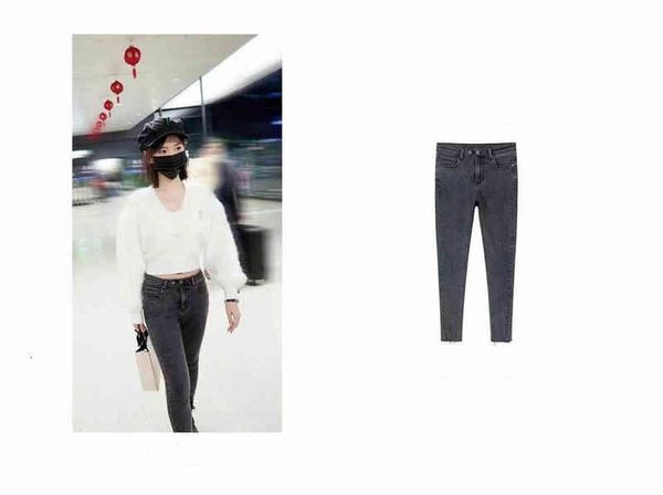 

women's jeans her fily's spring and summer trouser leg destruction basic small jeans pants women, Blue
