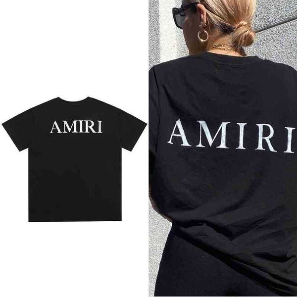 

european and american designer am1riy t shirt fashion street letter bone short sleeve men's women's brand ins high, White;black