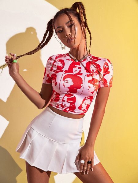 

figure graphic crop tee v1yu#, White