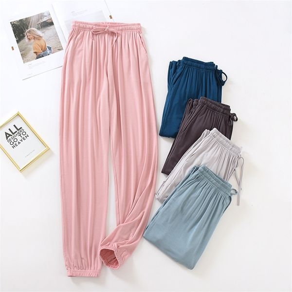 

japanese style service ladies pants spring and summer thin modal loose large size solid color home pant bottoms 220712, Black;white