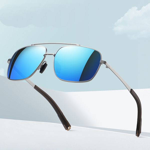 

aoron classic small rectangle square men sunglasses uv400 metal frame discoloration outdoor fishing sun shades glasses a698, White;black