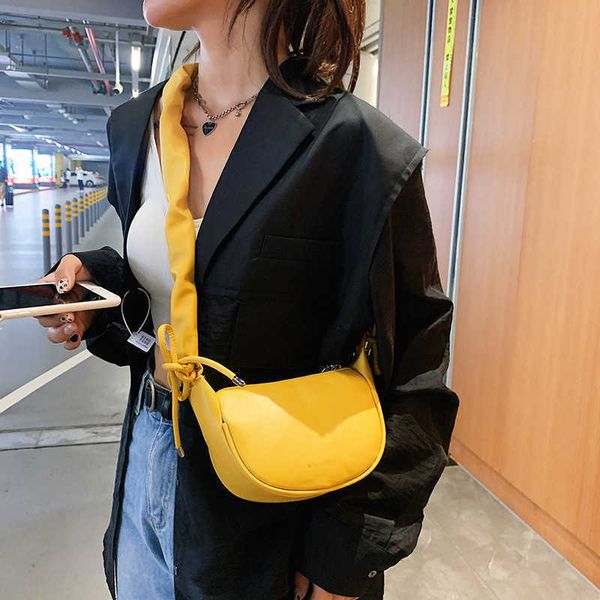 

showecomfort01 store 2022 color small bag crescent women's shoulder bag summer new wrinkled shoulder belt diagonal cross bag women&#039