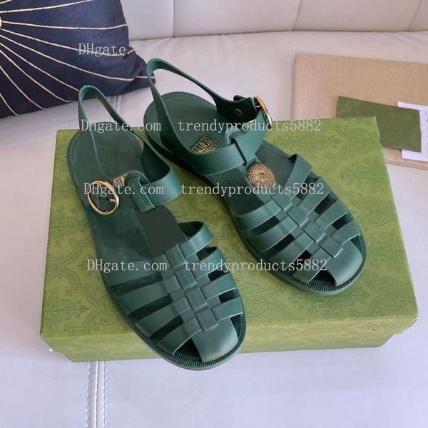 

men's and women's roman sandals fashion hollow out pvc jelly color sports flat shoes luxury designer shoes party show will send bo, Black