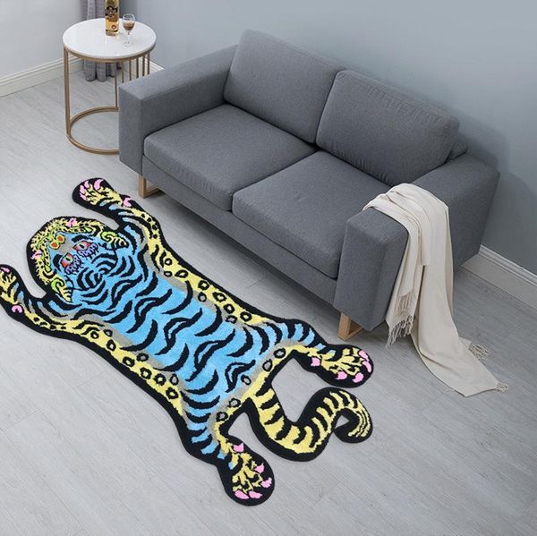 Tapetes decoração de casa tibetano tigre tapete artesanal de forma tufada tapete tapete de tapete de tapete não deslizamento da sala de estar de banheiro absorvente área de rugscarpets