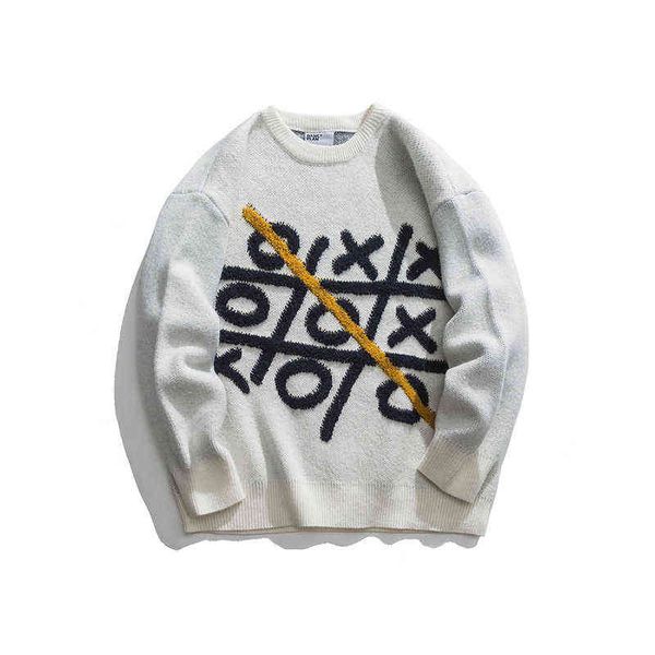 

sweater fun print men hip hop streetwear knitted sweaters 2022 autumn fashion women sweaters o-neck pull homme men clothing new t220730, White;black