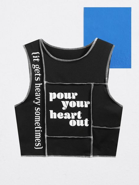 

x posse slogan graphic titching tank y0si#, White