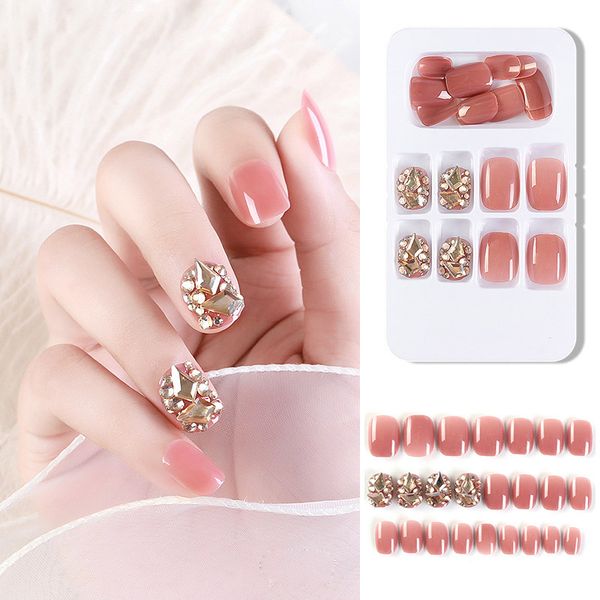 Kunstnagels 24 stks Mulcolor Nep Nagel Patch Lange Ovale Nagel Verwijderbare Korte Paragraaf Mode Manicure WH0616