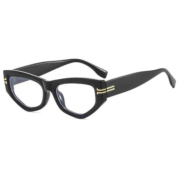 

new fashion men's and women's general-purpose glass anti blue light lens personalized polygon cat's eye frame vintage luxury, White;black