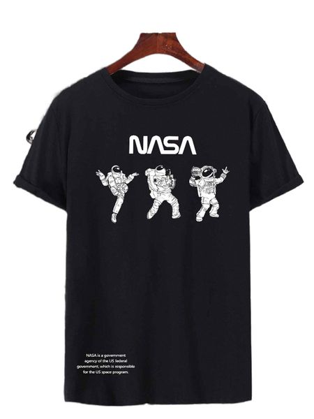 

men slogan & astronaut print tee j1qo#, White;black
