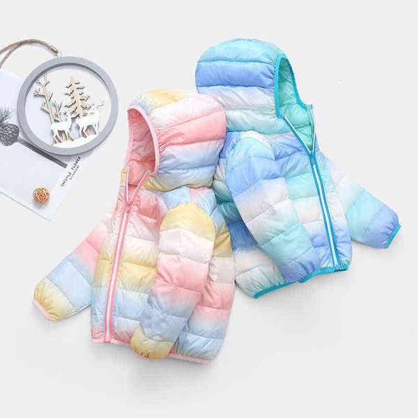 

rainbow baby thick warm down jacket children jacket for boy cotton baby clothes fashion hooded cotton winter outerwear for 2-6 year j220718, Blue;gray