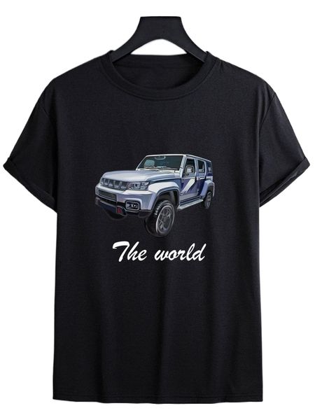 

men letter & car print tee y0wd#, White;black