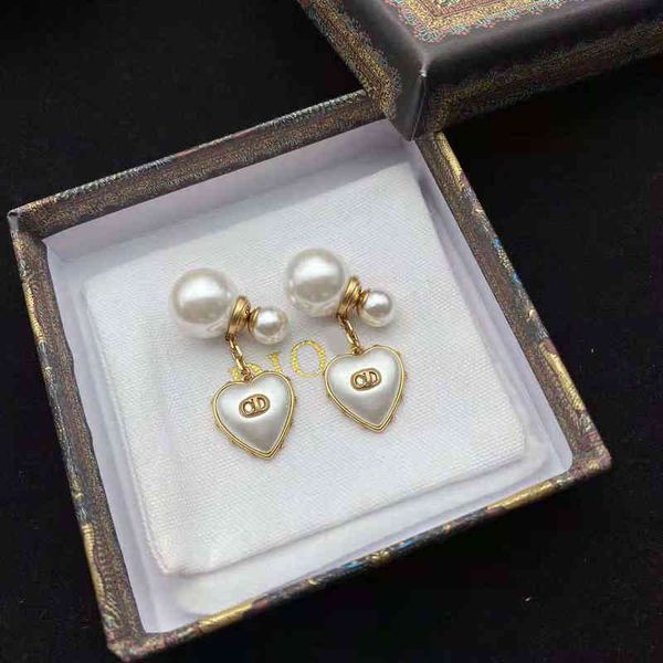 

2022 factory wholesale new home dijia 925 silver needle pearl love peach heart earrings senior heavy industry earrings, Golden