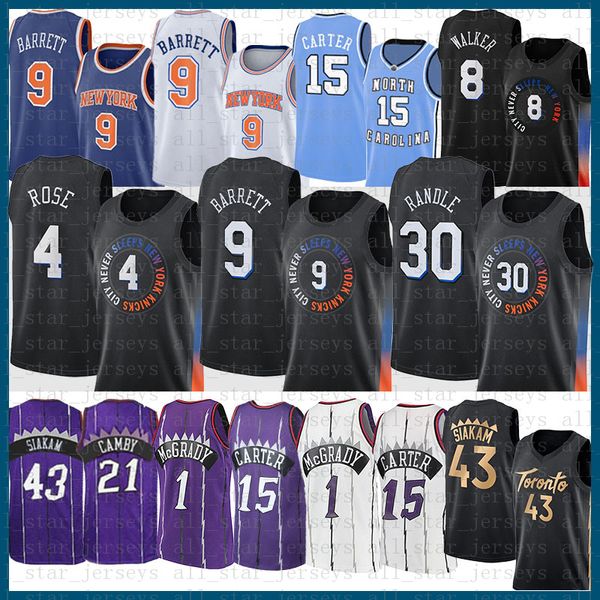 15 43 RJ Barrett Julius Randle Derrick Rose Kemba Walker Basketballtrikot Torontos Raptores New Herren York Black Knick 9 30 4 8 Vince Carter Pascal Siakam Weiß