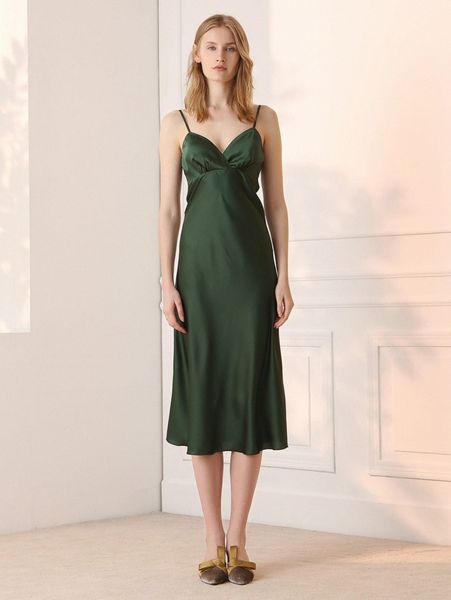 

simple retro solid overlap collar satin cami dress y5uf#, Black;gray