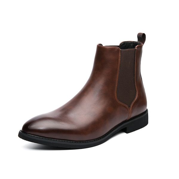 

british style men chelsea boots with plush classic dress boots warm breathable bussiness ankle boots casual shoes, Black