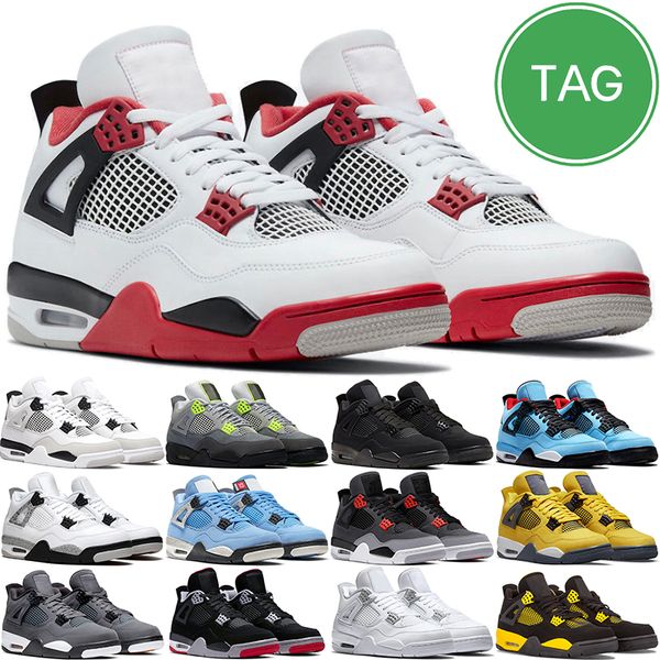 

4 4s retro basketball shoes military black cat university blue sail white oreo fire red thunder bred cement motorsports men women outdoor sp