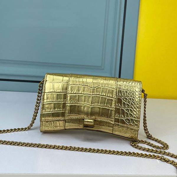 

chain handbag cross body bag half moon bags genuine leather alligator pattern shoulder purse metal hardware letter sign women clutch wallet