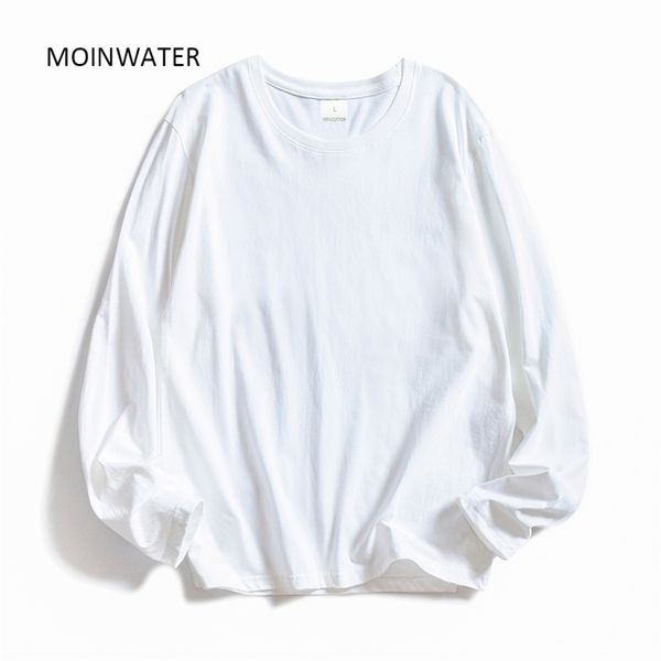 

moinwater women o-neck long sleeve t shirts lady white cotton female soft casual tees women's black t-shirt mlt1901 220427