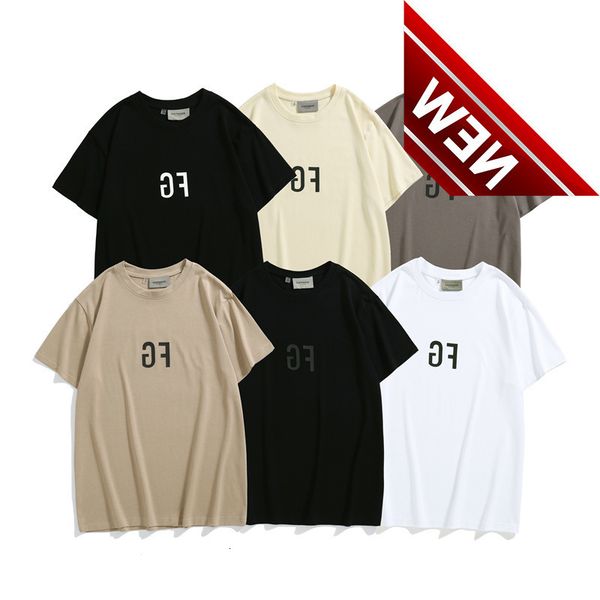 

2022 new summer fog short sleeve t-shirt men's and women's fashion brand high street essentials round neck loose half, White;black