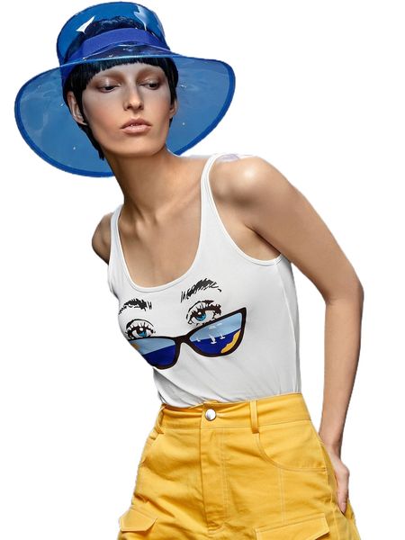 

x eva novielli glasses & figure graphic tank v2jr#, White