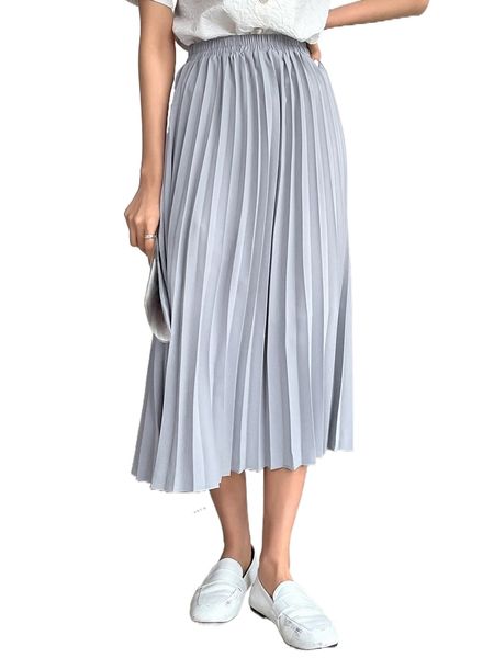 

dazy elastic waist pleated skirt n6lh#, Black