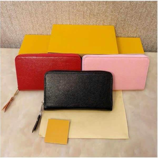 

2021 wallets for women genuine leather bags zipper long wallet designer handbags zippy purse luxurys bag tote have box223m, Red;black