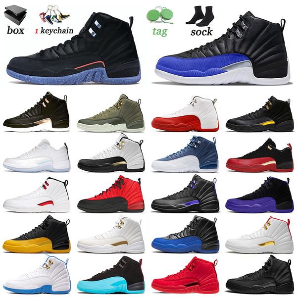 

2022 bred patent 12 12s hyper royal basketball shoes jumpman playoffs royalty twist flu game men women trainers utility grind sports univers