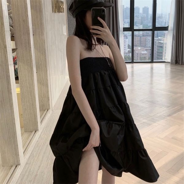 

2022 spring and summer new women's dark series can wear two women's brassieres and puffy nylon skirt, Black;gray