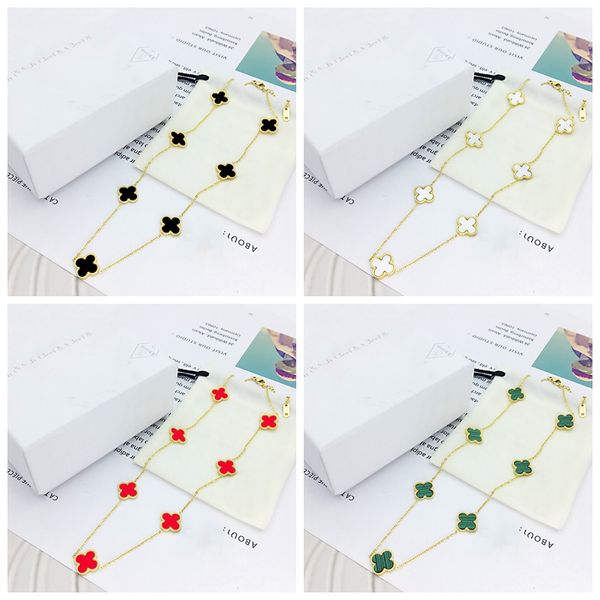 

fine design clover circle pendant necklace gold stainless steel necklaces for women gift, Silver
