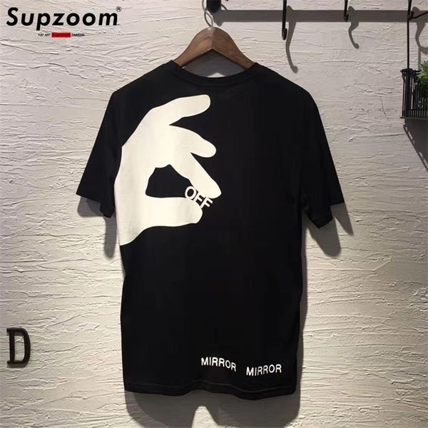 

supzoom arrival clothing short knitted oneck off casual t shirt men hip hop printing leisure cotton tshirt homme 220520, White;black