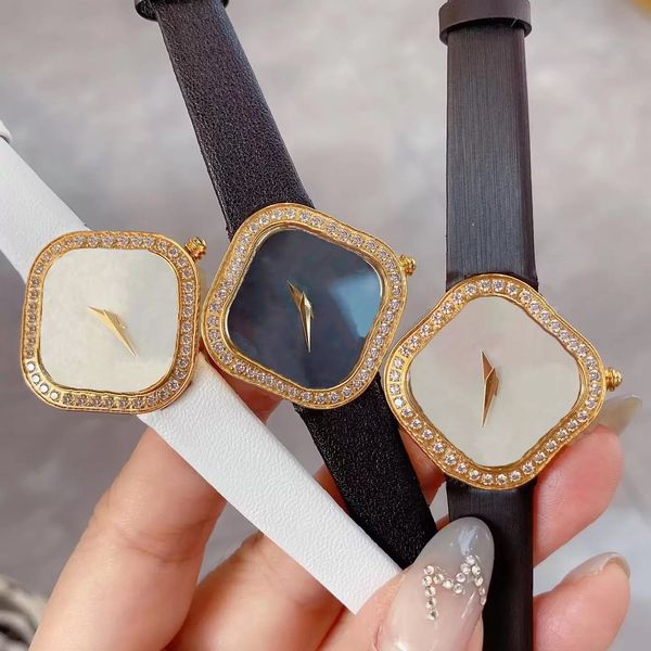 

lucky personality classic watch four leaf clover paved diamond link girfriend wrist watch,bling watches sets bracelet gift for women mothers, Slivery;brown