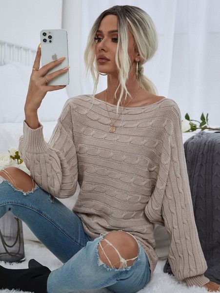 

boat neck cable knit sweater l4oz#, White;black