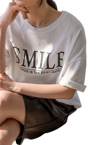 

dazy-less letter graphic drop shoulder tee 357c#, White