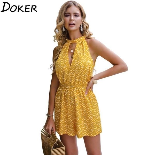 2020 Summer Polka Dot Gumns Shorts Mulheres Sexy Off ombro Rompers Elegantes Mulher Macacões Curtos 1pc Mumpsuit largo T200704